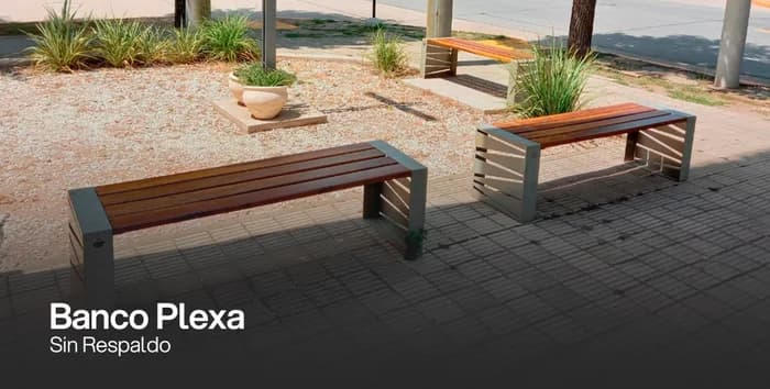 Banco de madera sin respaldo para plazas y parques