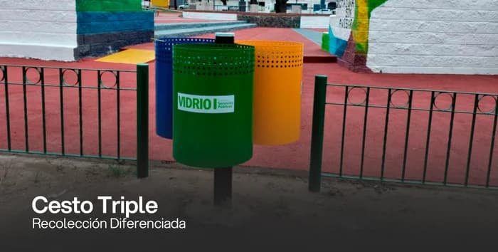 Cesto triple de recoleccion diferenciada